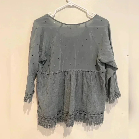 New Johnny Was 4LoveAndLiberty Blue Boho Embroidered Blouse - Picture 4 of 4